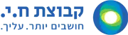 לוגו כחול וירוק עם רמז של אור כחול באמצע.