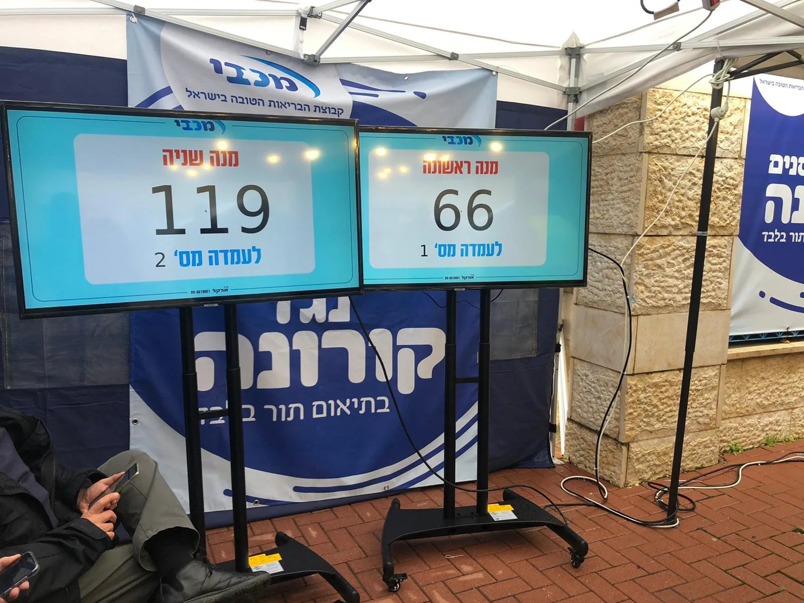 לוחות אלקטרוניים המציגים ספירת קולות עבור מועמדים באתר בחירות.